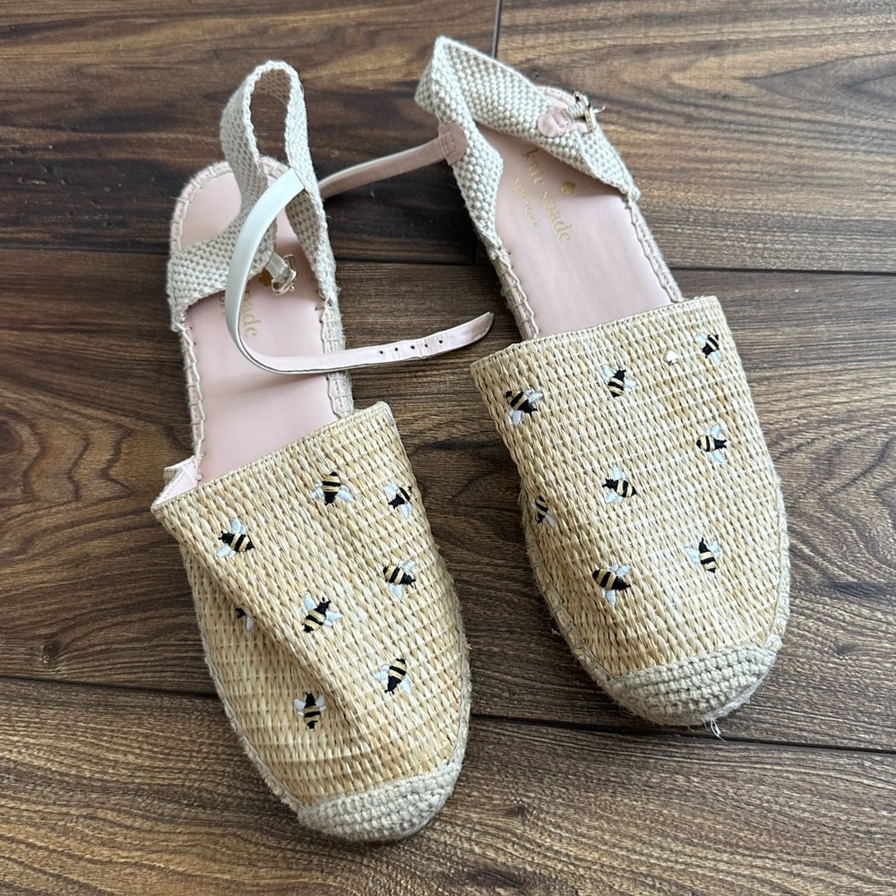 kate spade bonnie bee straw flats